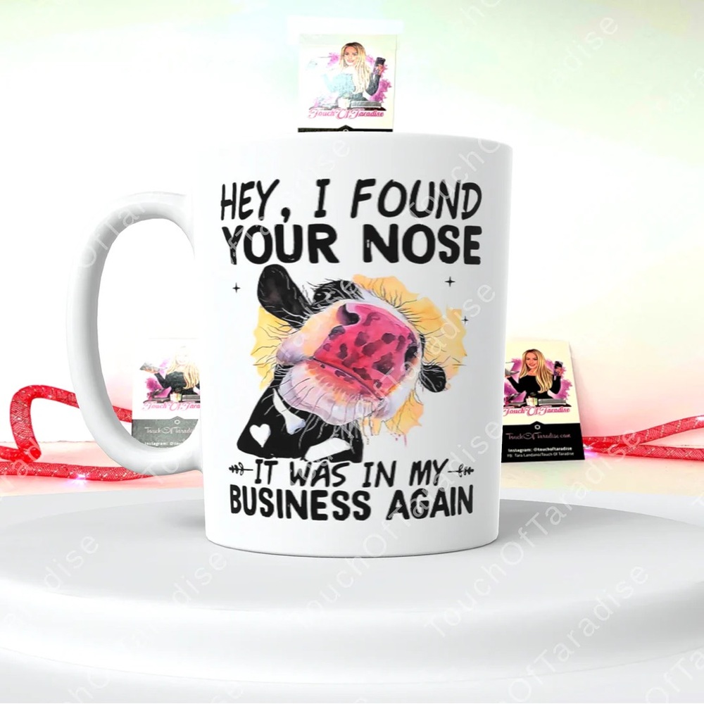 White Mug with Funny Quote & Cow Design